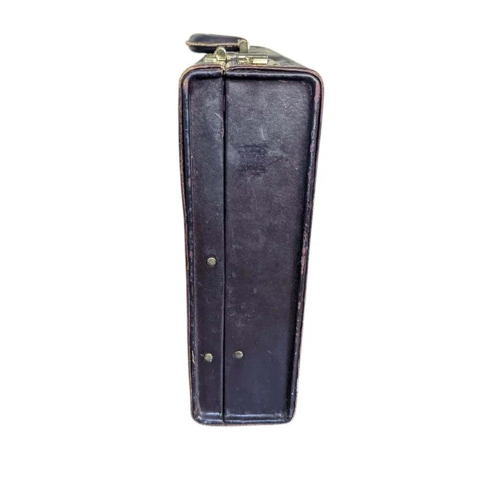 Vintage Black/Dark Navy Leather Briefcase with Combination Lock
